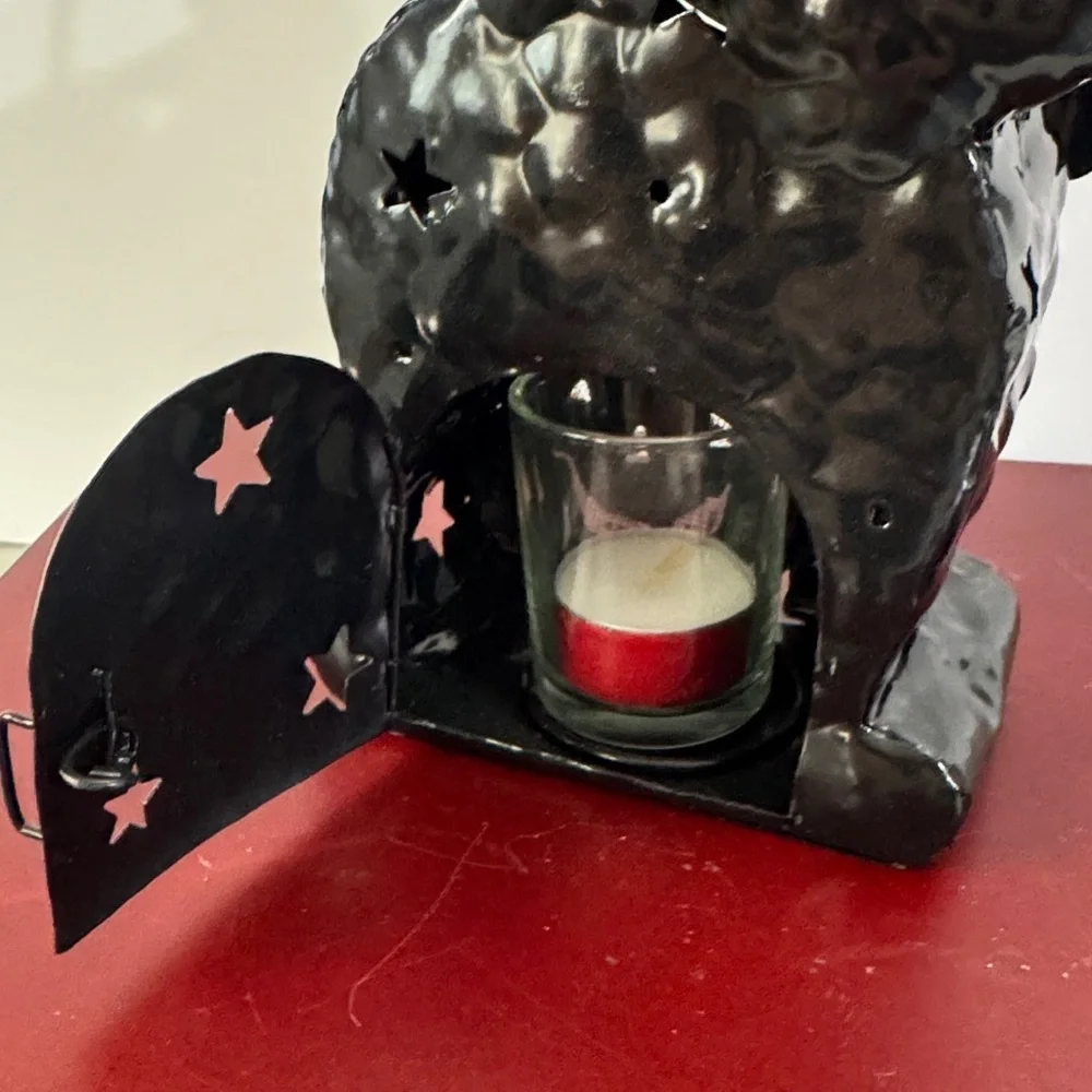 Vintage Home Interiors Metal HALLOWEEN BLACK CAT Candle Holder